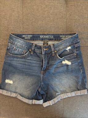 Sound+Style Jamie Mid-Rise Distressed Blue Jean Shorts